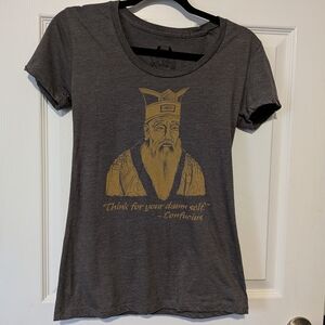 Women's Short-Sleeve Graphic Tee in Gray with Gold Print